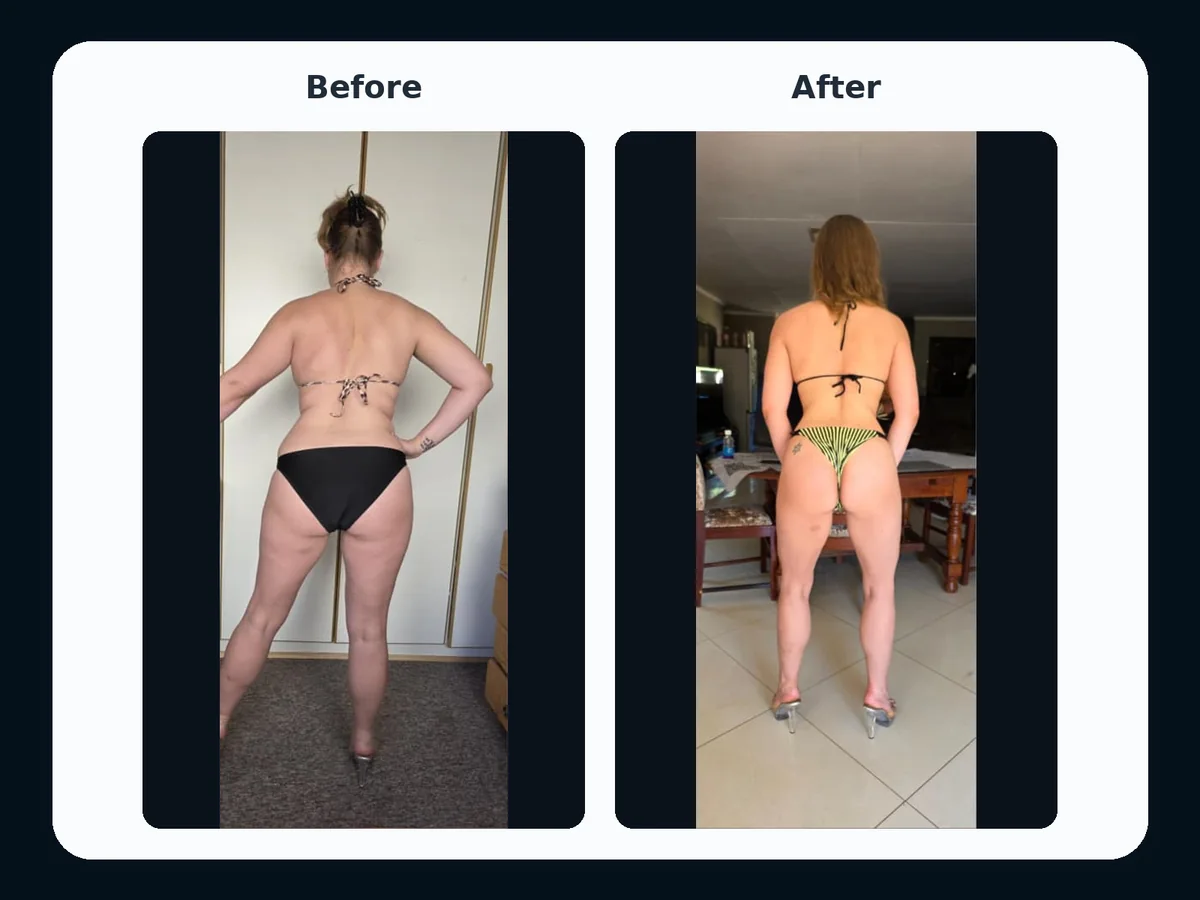 Female client back before and after transformation