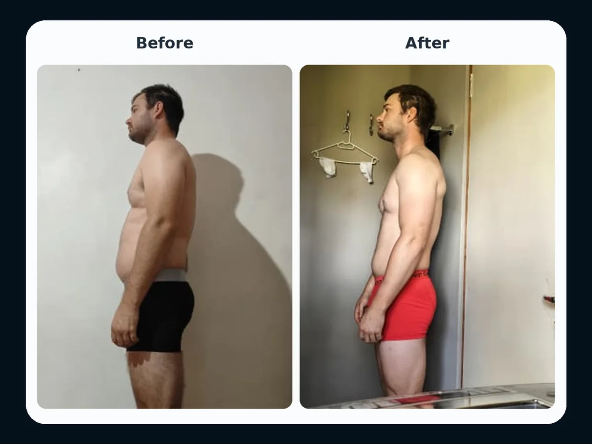 Male client side before and after transformation